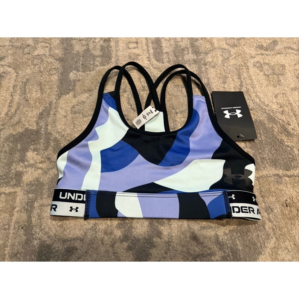 New UNDER ARMOUR‎ Heat Gear Purple  Blue Active Sports Bra Youth Girls Sz Small